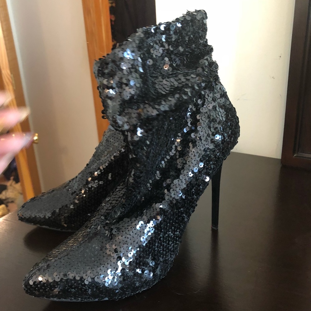 Sequin ankle boots